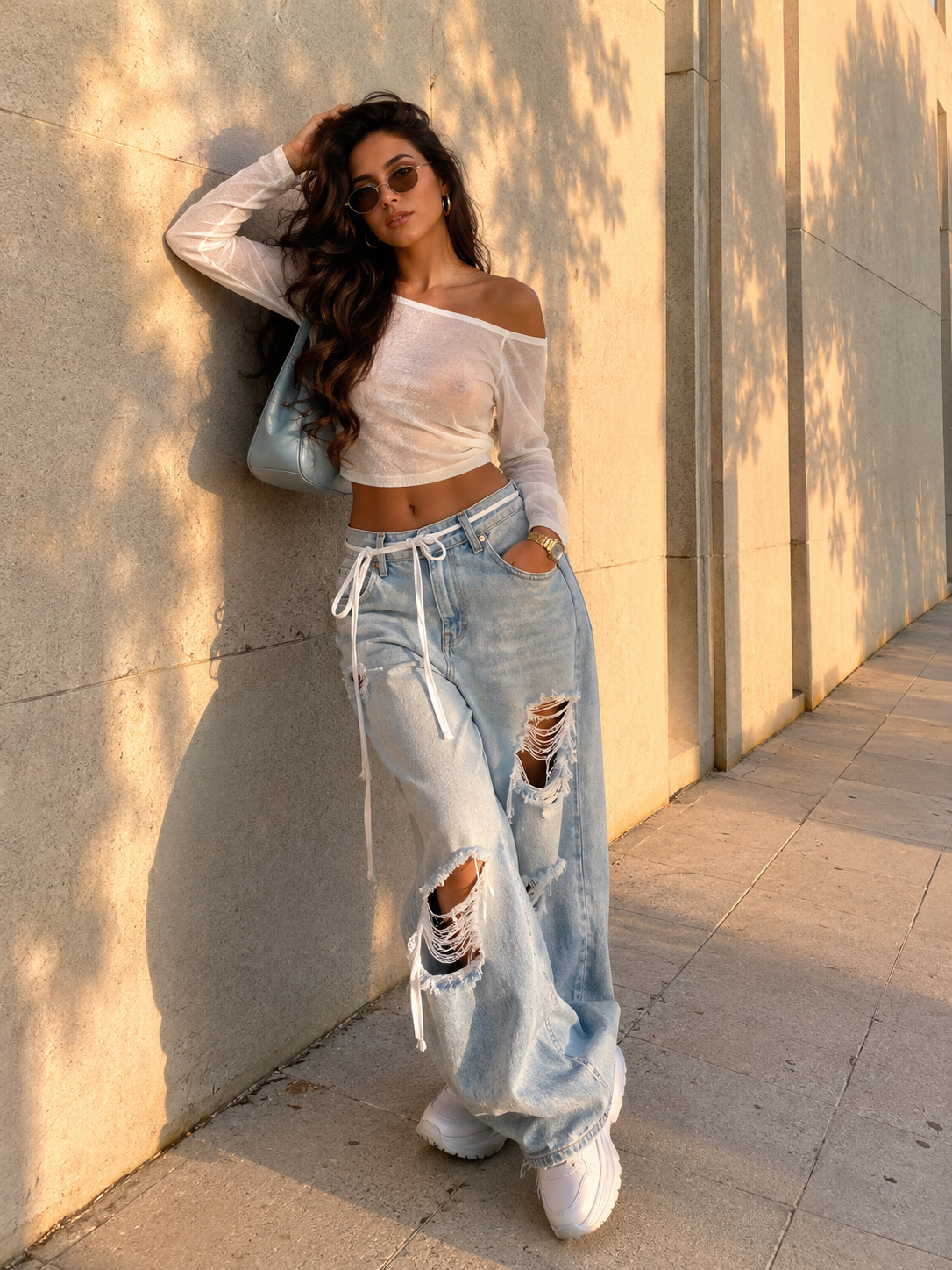 Sunset stone-wall streetwear