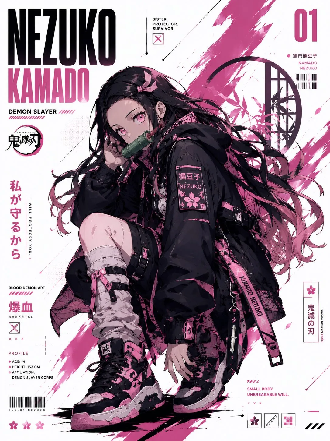 Anime techwear character poster template