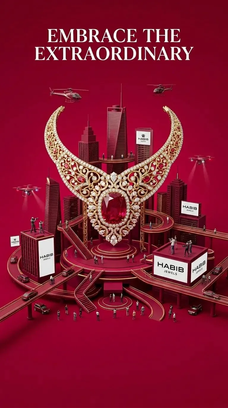 Diamond necklace miniature city poster