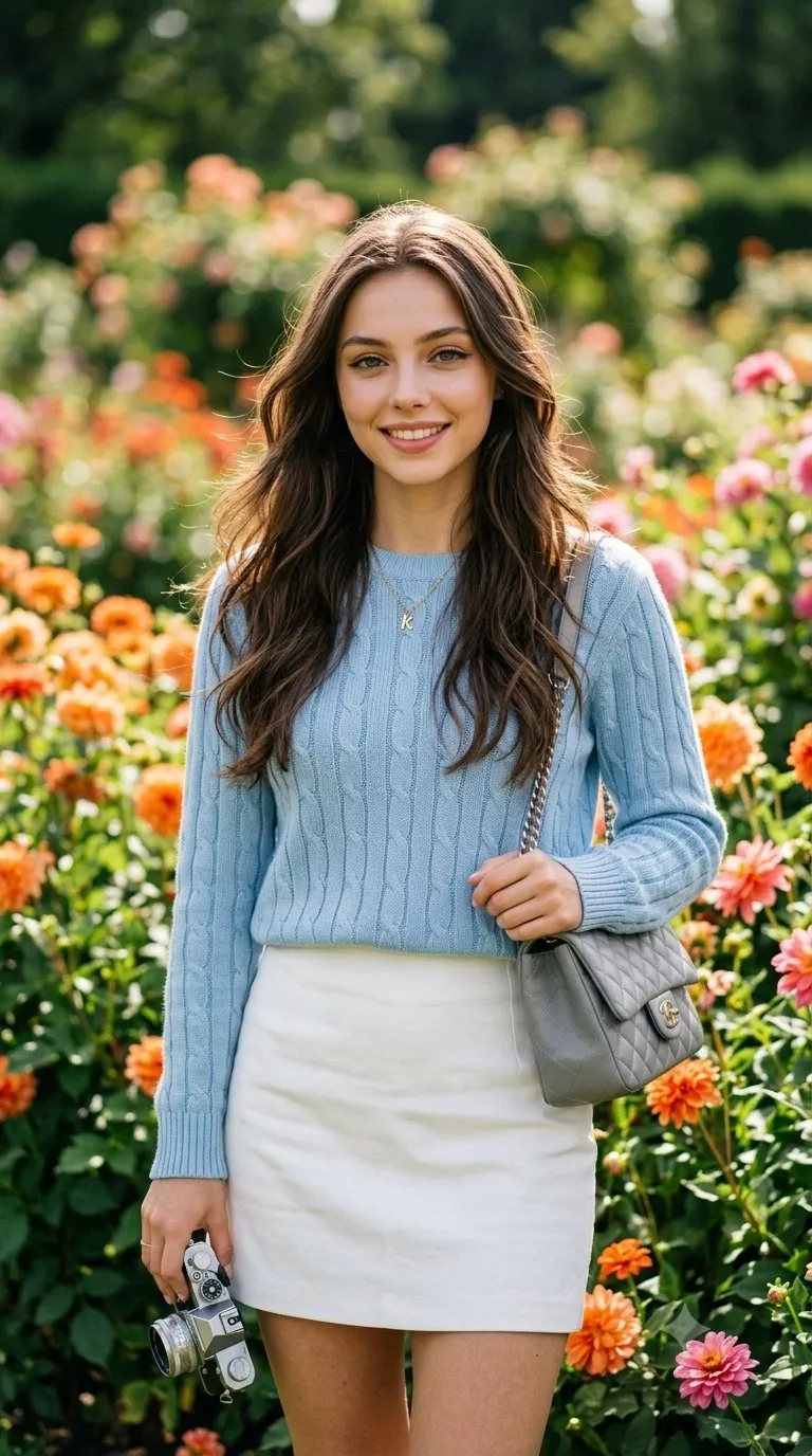 Flower garden sweater vintage camera
