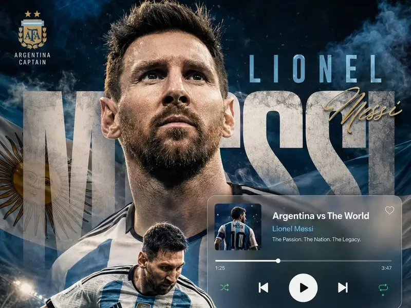 Champions League music-player UI poster