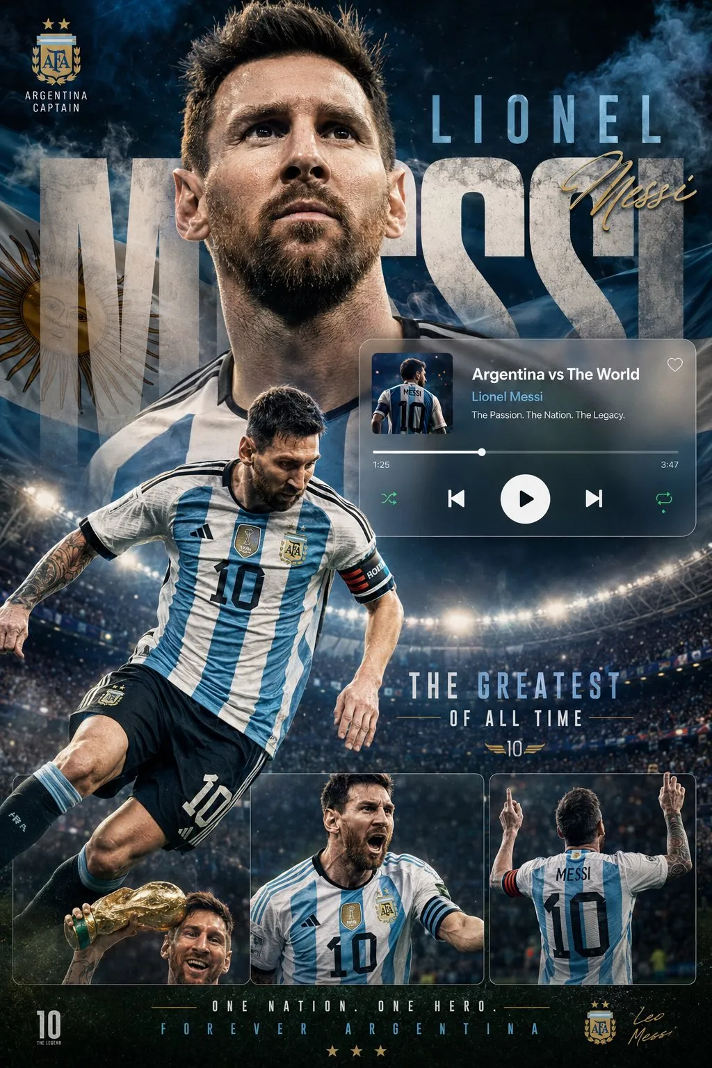 Champions League music-player UI poster