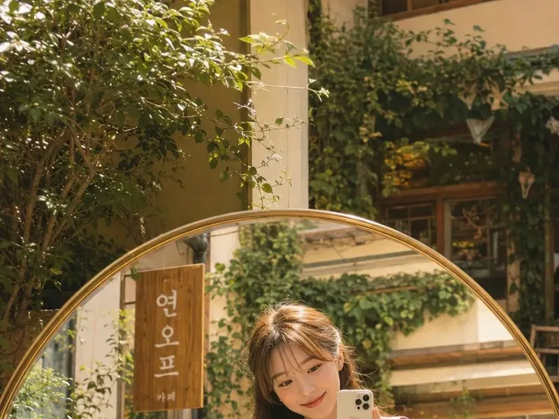 韓国カフェ・ゴールドミラー・セルフィー Portra