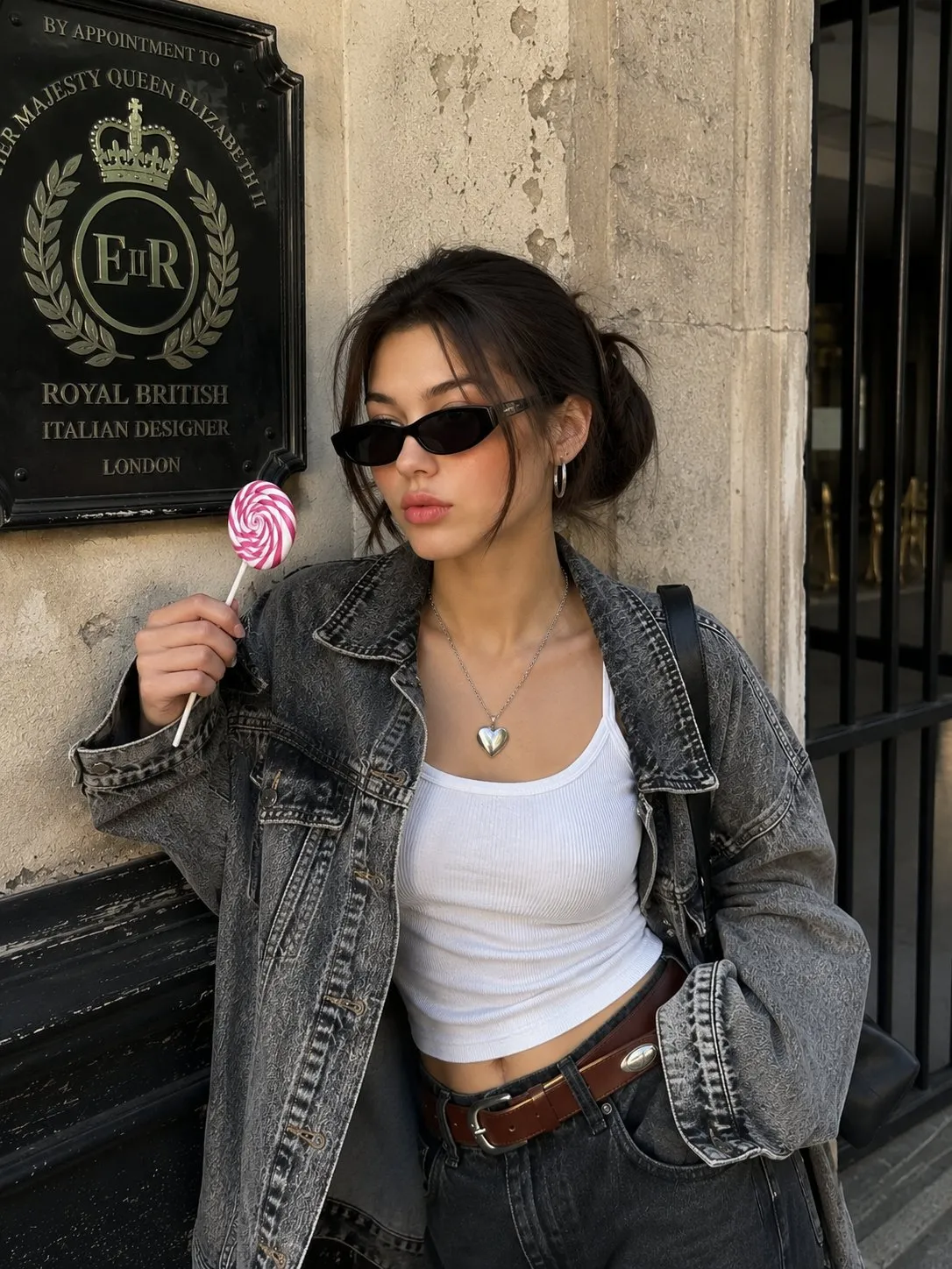 Korean cool-girl lollipop street style