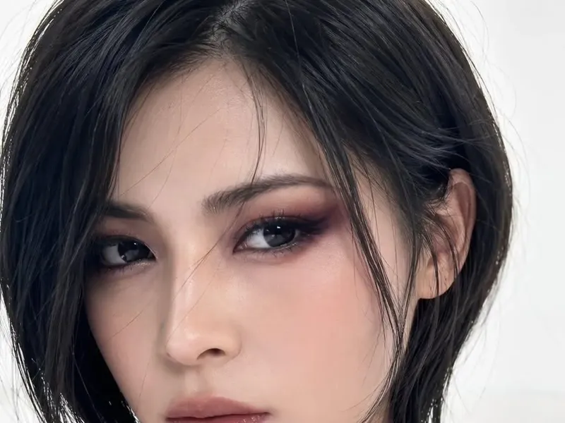 Korean short bob beauty close-up