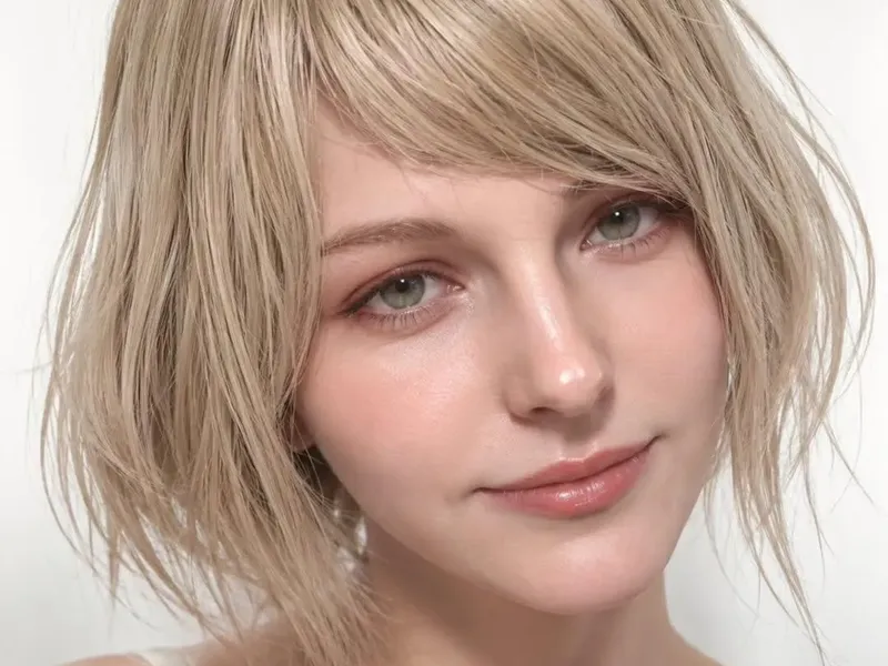 Korean short bob beauty close-up