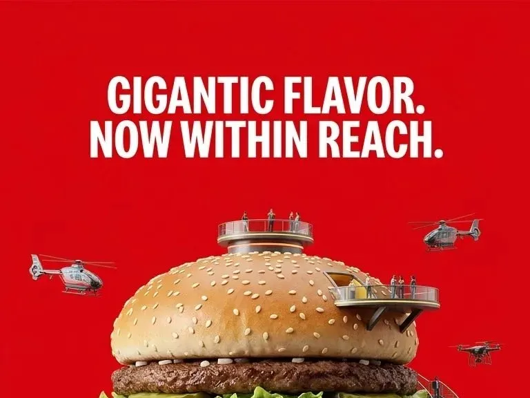 McDonald's burger miniature city poster