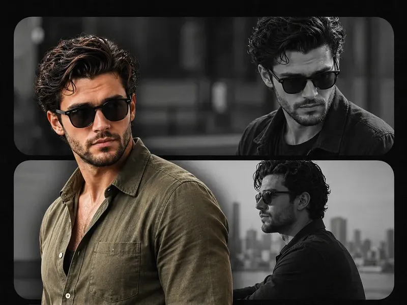 Men's olive-linen mood-board collage