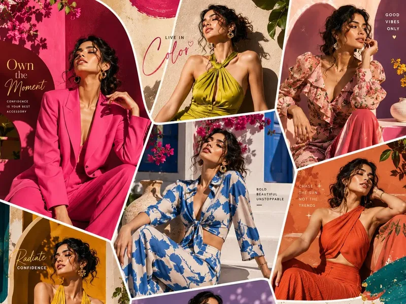Multi-panel Vogue fashion collage