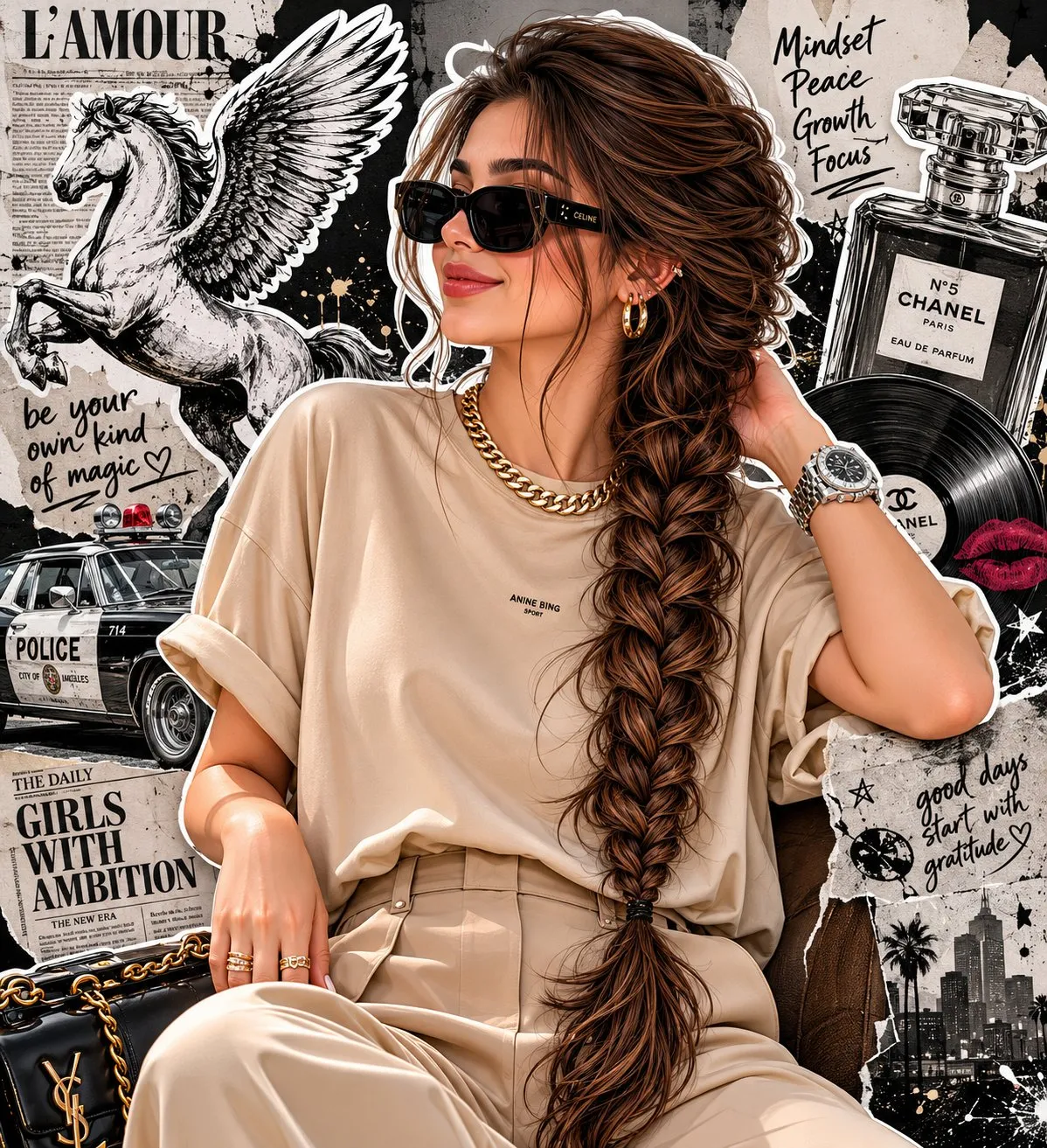 Pegasus grunge collage editorial