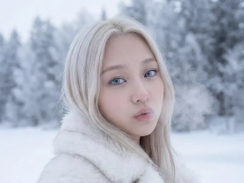 Platinum blonde snowy fur coat