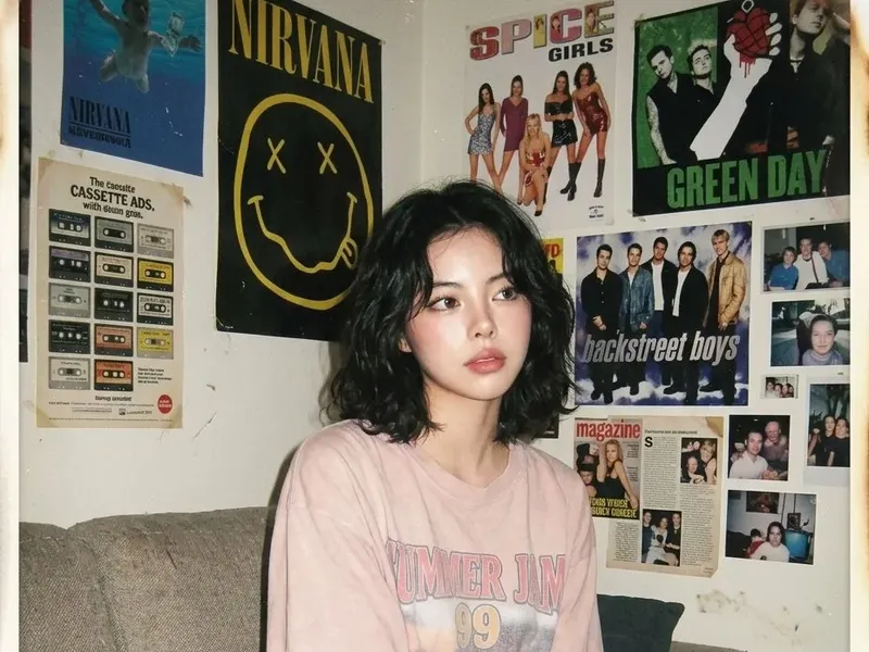 Geborgenes 90er-Sommer-Sofa-Albumfoto