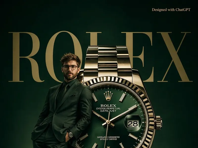 Rolex emerald surrealist luxury poster