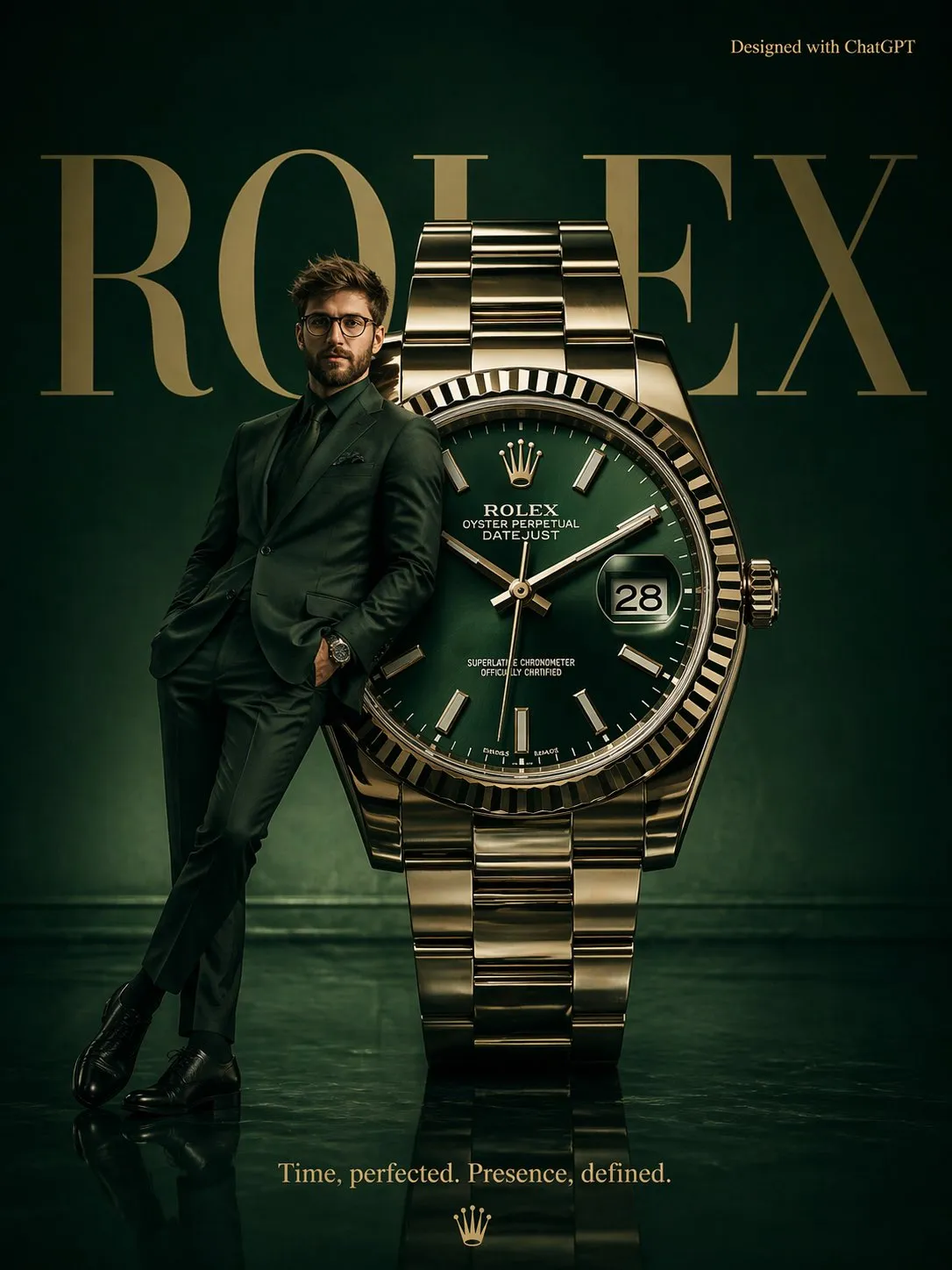 Rolex emerald surrealist luxury poster