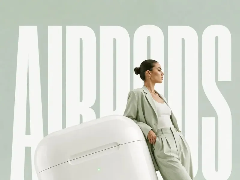 Surrealist oversized-object fashion poster