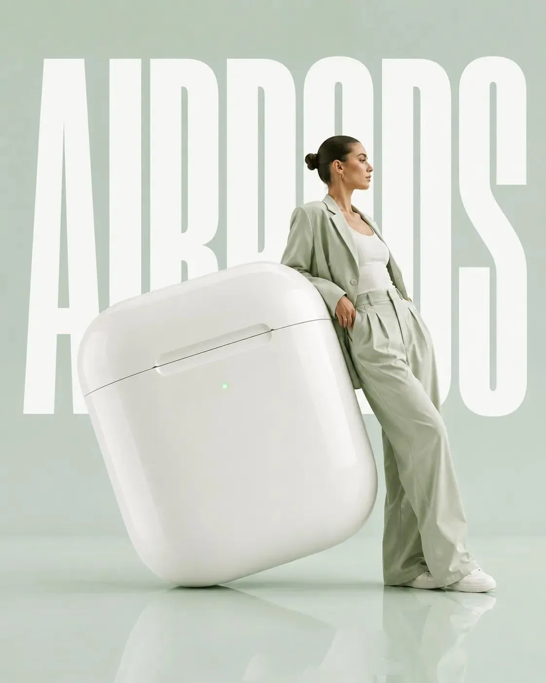 Surrealist oversized-object fashion poster