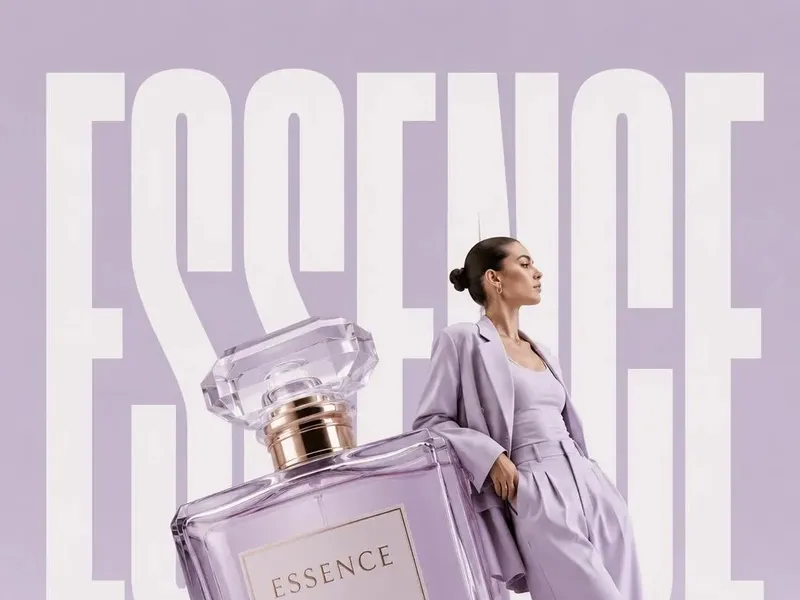 Surrealist oversized-object fashion poster