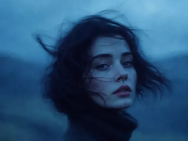 Windblown wool coat twilight