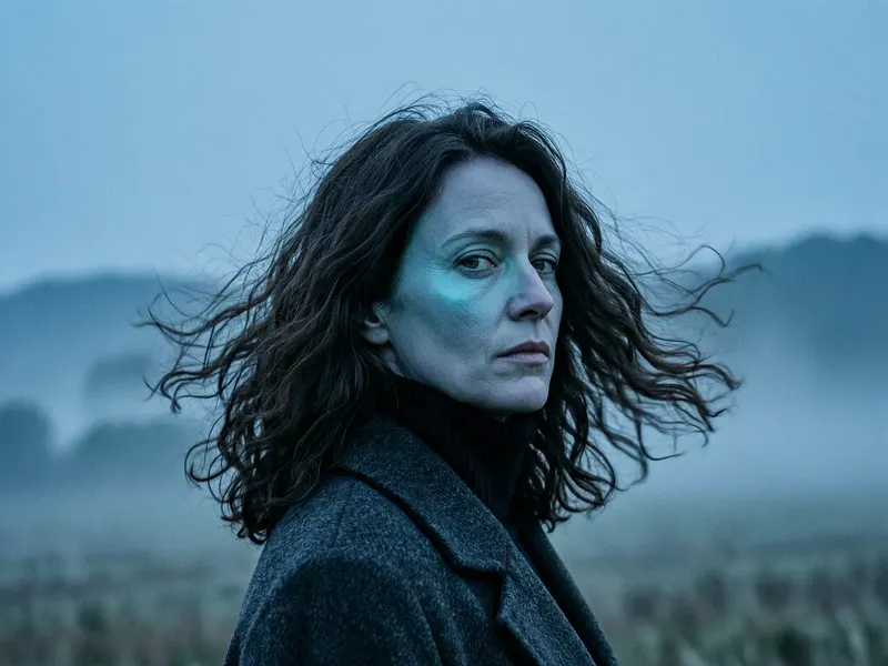 Windblown wool coat twilight