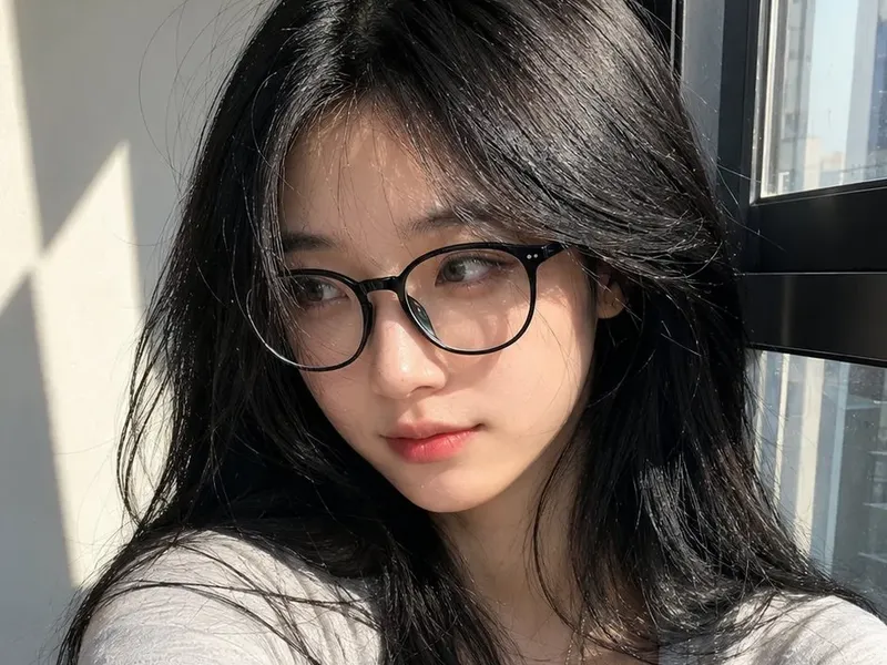 Window-sunlit natural selfie