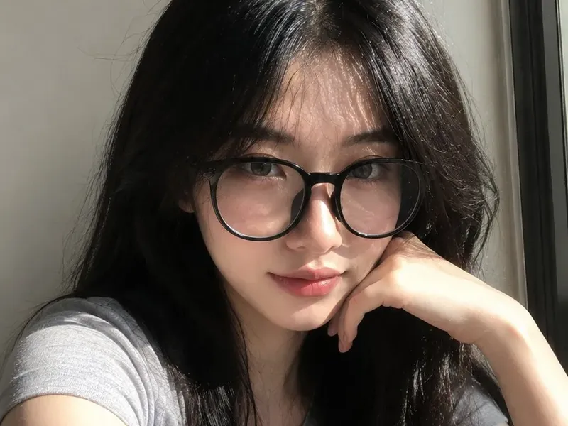 Window-sunlit natural selfie