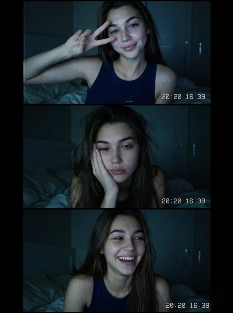 Y2K webcam bedroom selfie collage