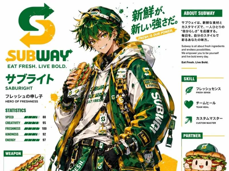 Anime fast-food mascot poster