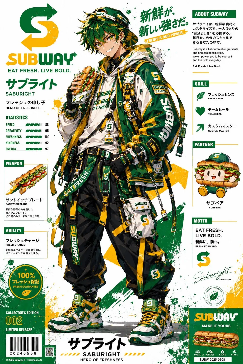 Anime fast-food mascot poster
