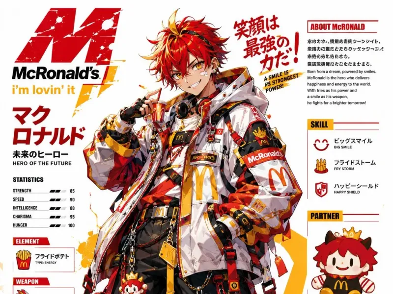 Anime fast-food mascot poster