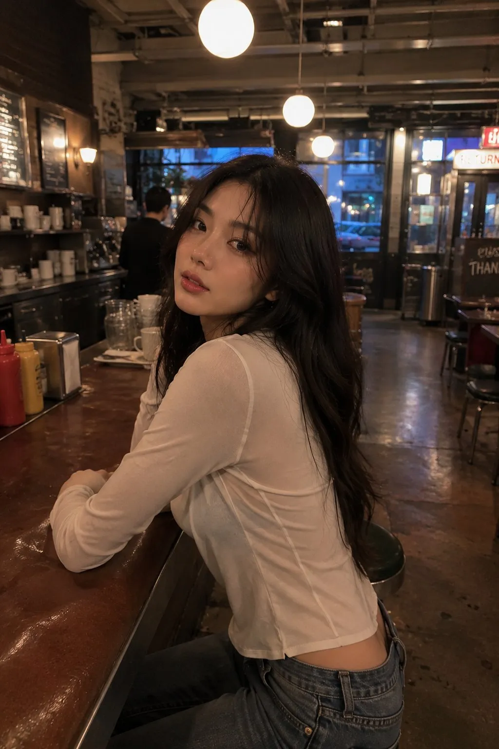 Bookstore street-style portrait