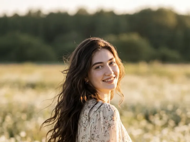 Daisy field golden-hour walk