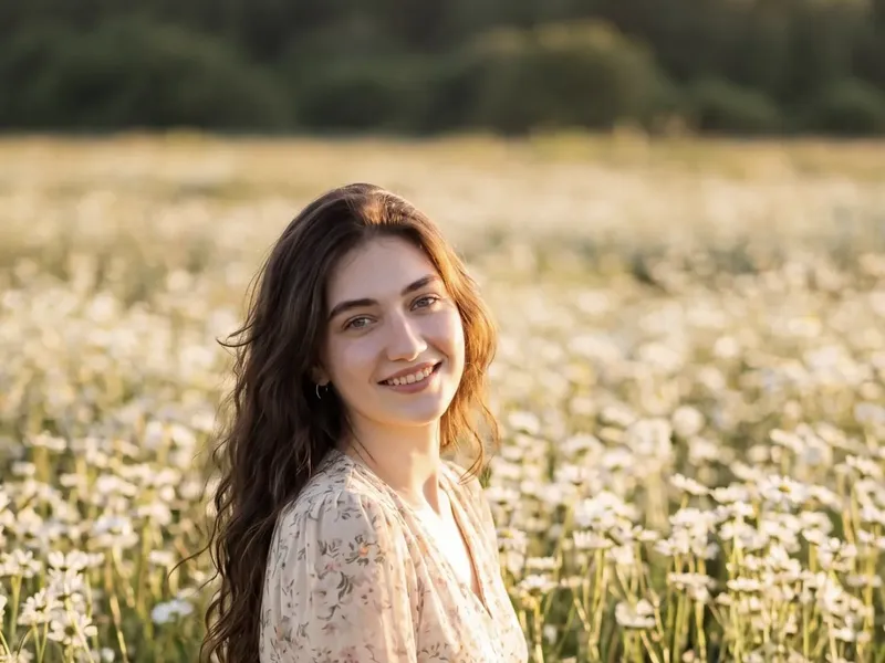 Daisy field golden-hour walk