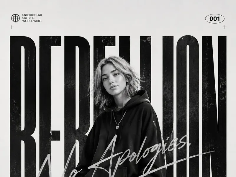 Monochrome streetwear editorial poster
