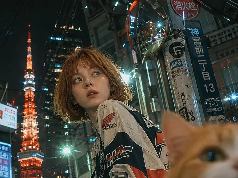 Tokyo alley cat photobomb