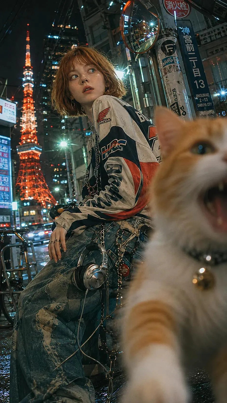 Tokyo alley cat photobomb