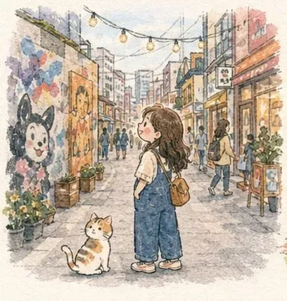 Watercolor café sketchbook anime