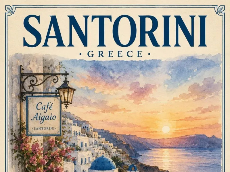 Vintage watercolor European travel