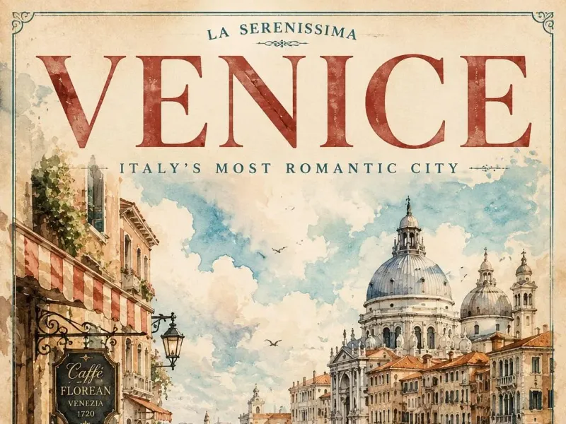 Vintage watercolor European travel